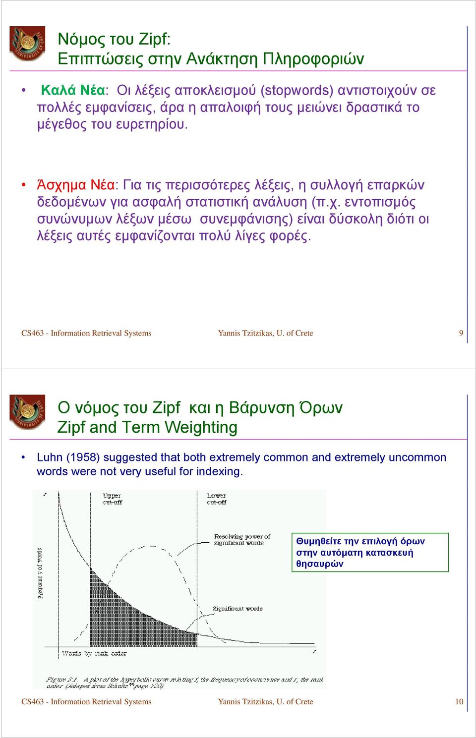 CS463 - Information Retrieval Systems Yannis Tzitzikas, U.