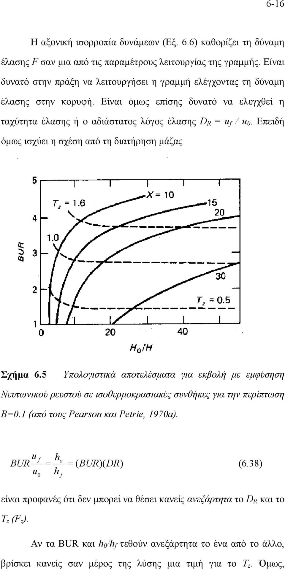 Επειδή όµως ισχύει η σχέση από τη διατήρηση µάζας Σχήµα 6.5 Υπολογιστικά αποτελέσµατα για εκβολή µε εµφύσηση Νευτωνικού ρευστού σε ισοθερµοκρασιακές συνθήκες για την περίπτωση Β=0.