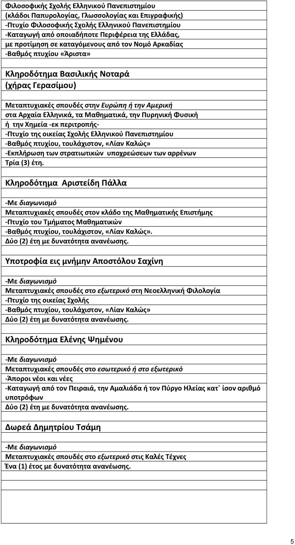 Μαθηµατικά, την Πυρηνική Φυσική ή την Χηµεία -εκ περιτροπής- -Πτυχίο της οικείας Σχολής Ελληνικού Πανεπιστηµίου -Βαθµός πτυχίου, τουλάχιστον, «Λίαν Καλώς» -Εκπλήρωση των στρατιωτικών υποχρεώσεων των