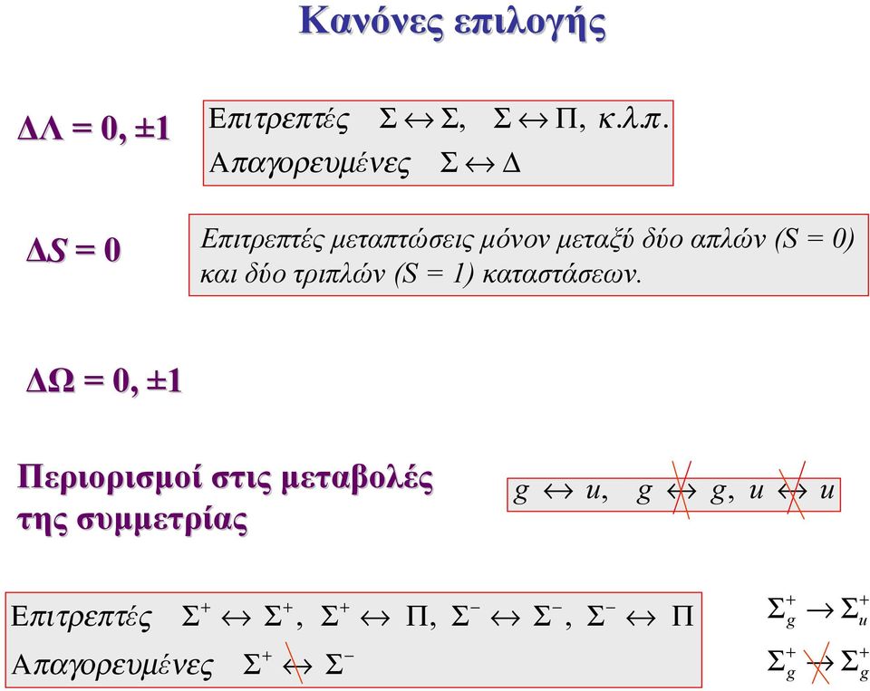 δύο απλών (S και δύο τριπλών (S κατατάεων.