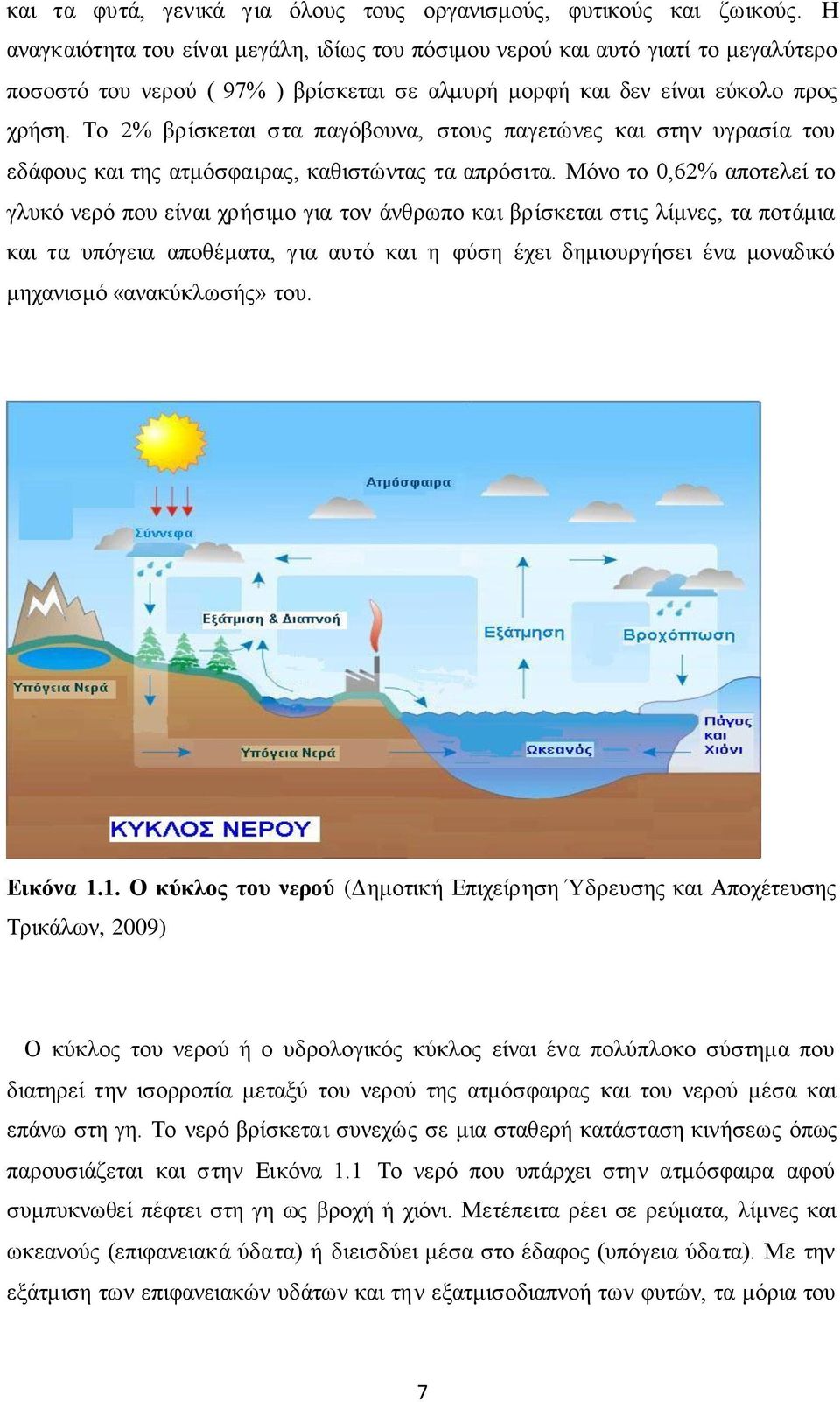 Το 2% βρίσκεται στα παγόβουνα, στους παγετώνες και στην υγρασία του εδάφους και της ατμόσφαιρας, καθιστώντας τα απρόσιτα.