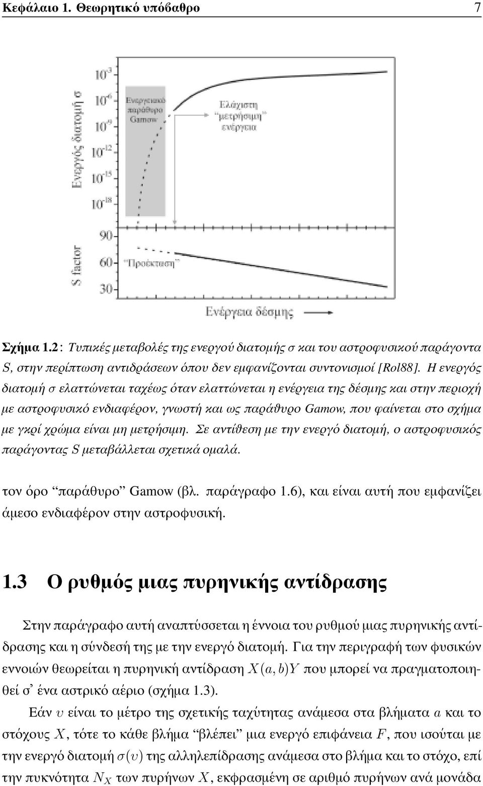 µετρησιµη. Σε αντιθεση µε την ενεργο διατοµη, ο αστροφυσικος παραγοντας Ë µετααλλεται σχετικα οµαλα. τον ορο παραθυρο Gamow (βλ. παραγραφο 1.