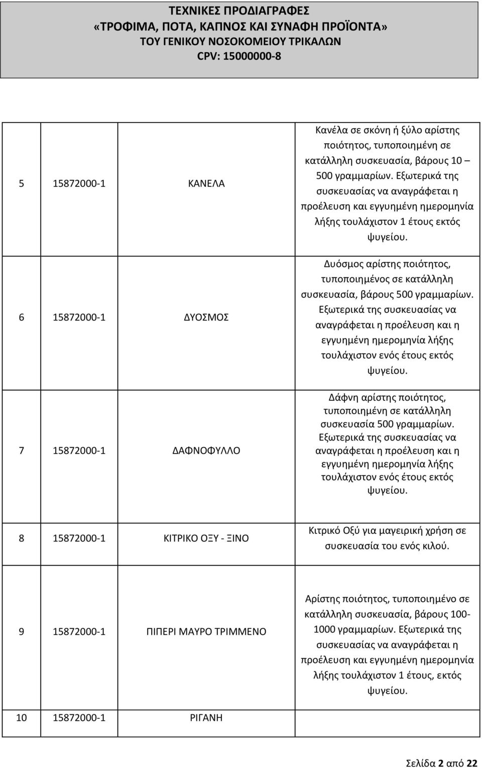 Εξωτερικά τθσ ςυςκευαςίασ να αναγράφεται θ προζλευςθ και θ εγγυθμζνθ θμερομθνία λιξθσ τουλάχιςτον ενόσ ζτουσ εκτόσ Δάφνθ αρίςτθσ ποιότθτοσ, τυποποιθμζνθ ςε κατάλλθλθ ςυςκευαςία 500 γραμμαρίων.