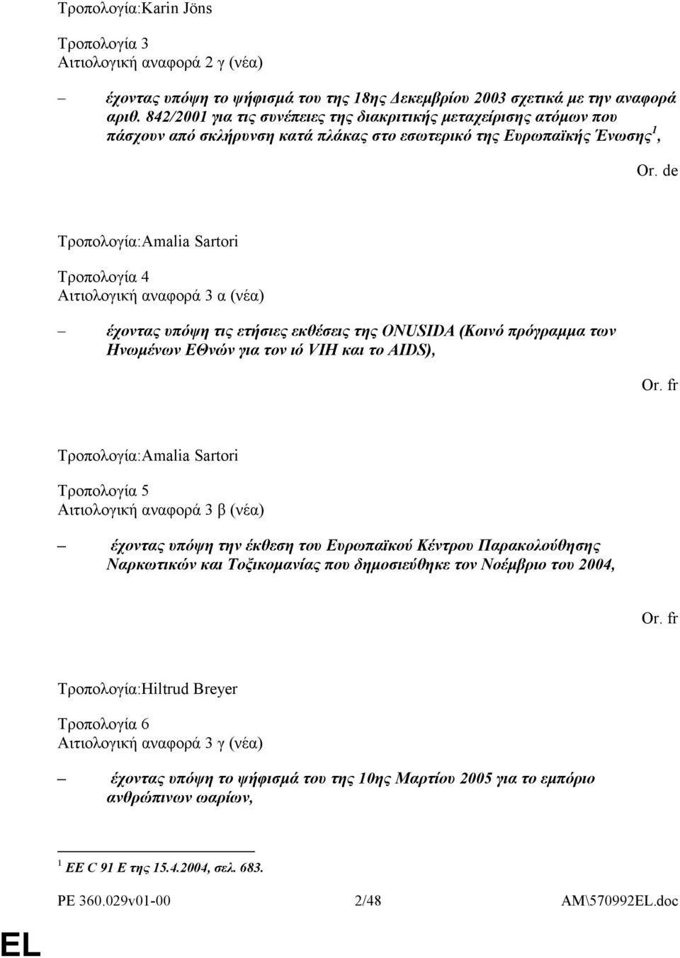 3 α (νέα) έχοντας υπόψη τις ετήσιες εκθέσεις της ONUSIDA (Κοινό πρόγραμμα των Ηνωμένων ΕΘνών για τον ιό VIH και το AIDS), Τροπολογία:Amalia Sartori Τροπολογία 5 Αιτιολογική αναφορά 3 β (νέα) έχοντας