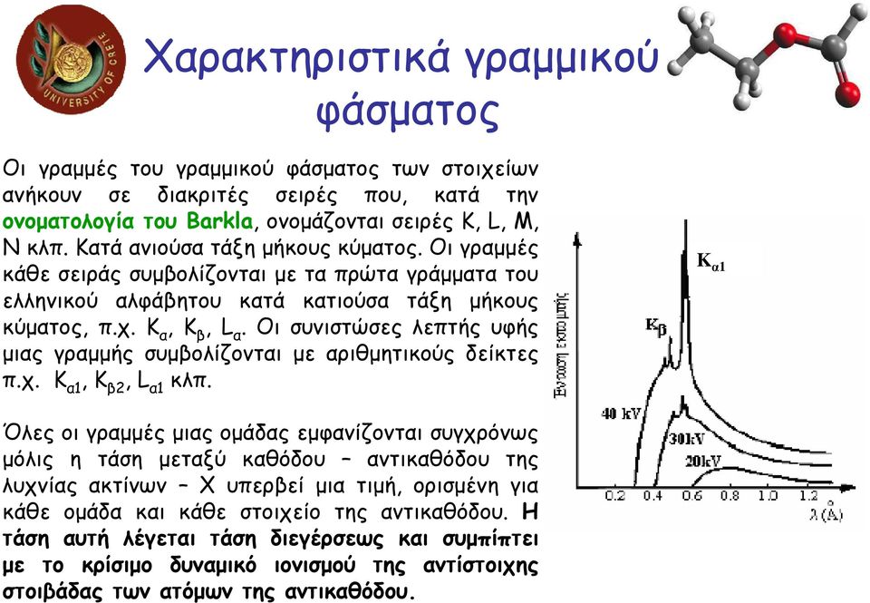 Οι συνιστώσες λεπτής υφής µιας γραµµής συµβολίζονται µε αριθµητικούς δείκτες π.χ. Κ α1, Κ β2, L α1 κλπ.