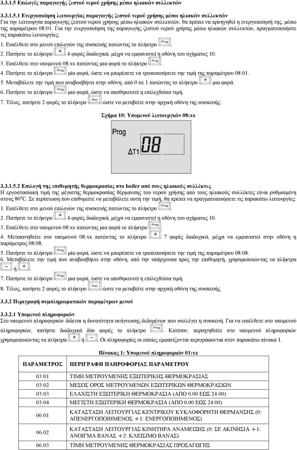 1 Ενεργοποίηση λειτουργίας παραγωγής ζεστού νερού χρήσης µέσω ηλιακών συλλεκτών Για την λειτουργία παραγωγής ζεστού νερού χρήσης µέσω ηλιακών συλλεκτών, θα πρέπει να προηγηθεί η ενεργοποίησή της,