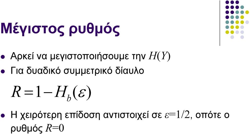 συμμετρικό δίαυλο R = 1 H ( ε) b Η