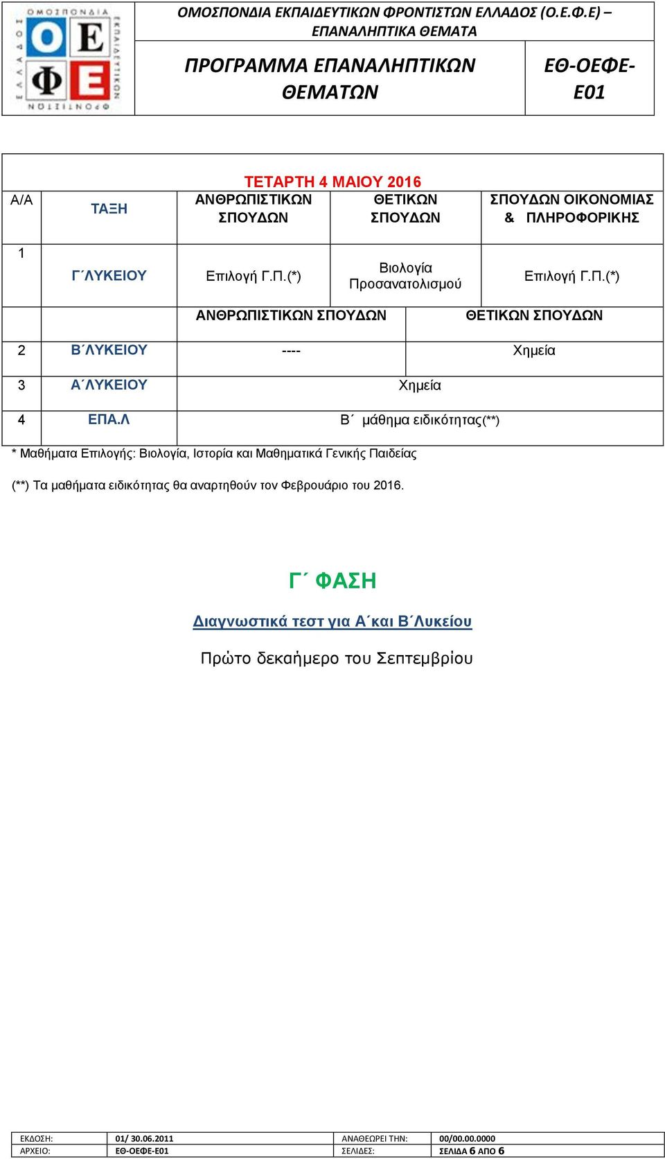 Τα μαθήμαηα ειδικόηηηας θα αναρηηθούν ηον Φεβροσάριο ηοσ 206.