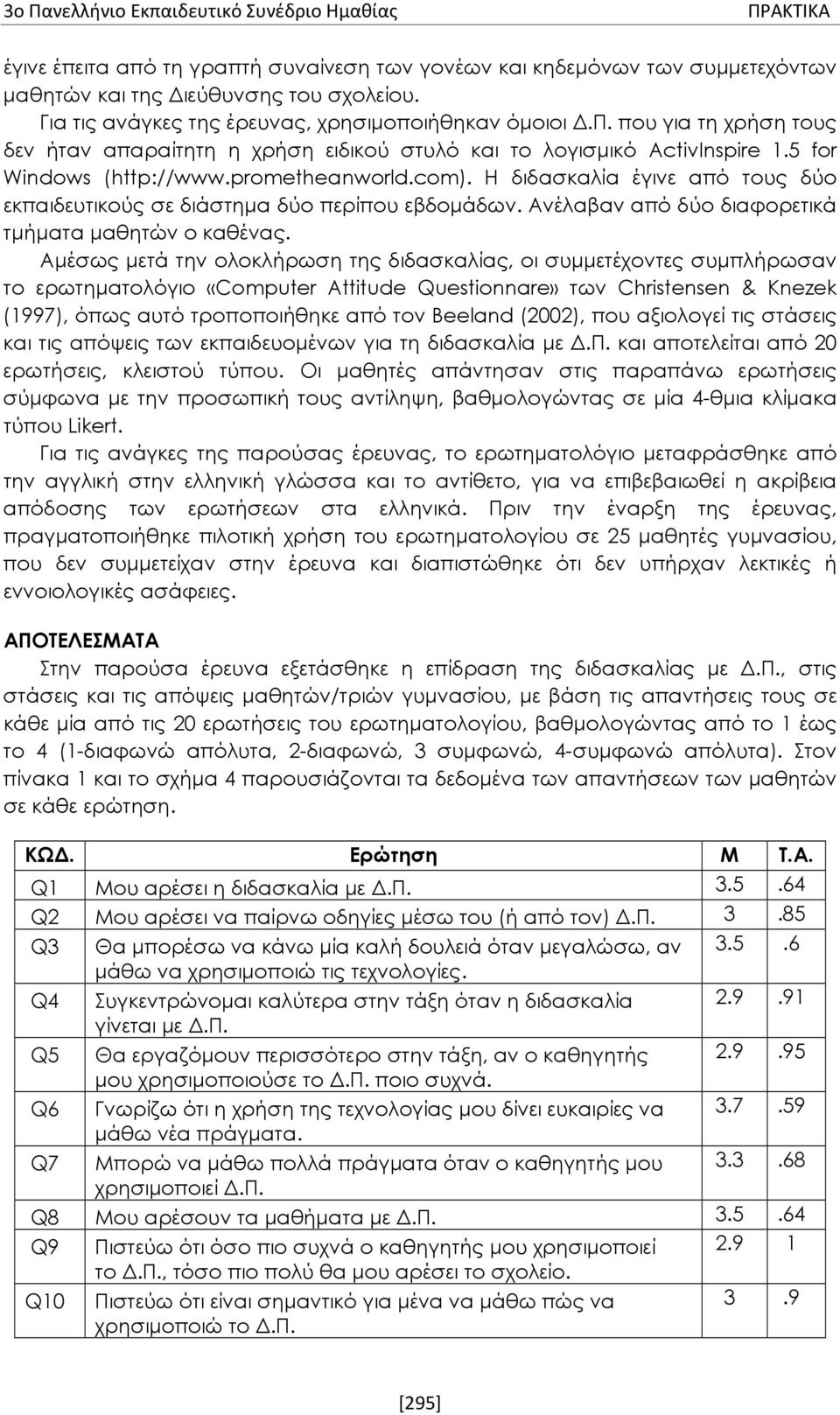 Η διδασκαλία έγινε από τους δύο εκπαιδευτικούς σε διάστημα δύο περίπου εβδομάδων. Ανέλαβαν από δύο διαφορετικά τμήματα μαθητών ο καθένας.