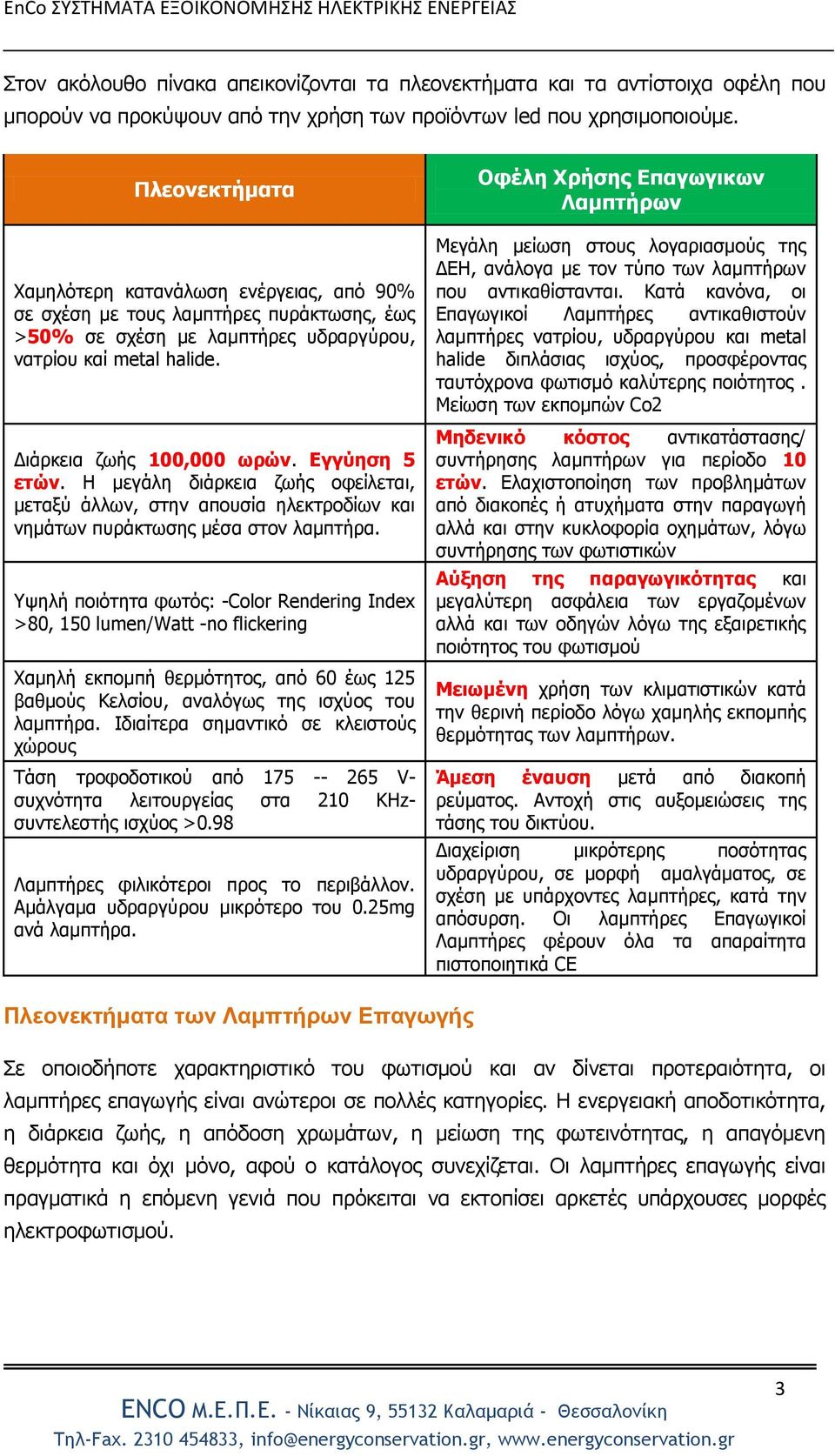 Εγγύηση 5 ετών. Η μεγάλη διάρκεια ζωής οφείλεται, μεταξύ άλλων, στην απουσία ηλεκτροδίων και νημάτων πυράκτωσης μέσα στον λαμπτήρα.