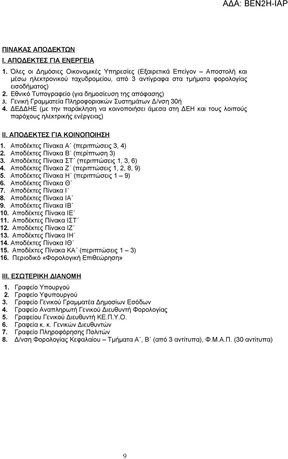 Εθνικό Τυπογραφείο (για δημοσίευση της απόφασης) 3. Γενική Γραμματεία Πληροφοριακών Συστημάτων Δ/νση 30ή 4.