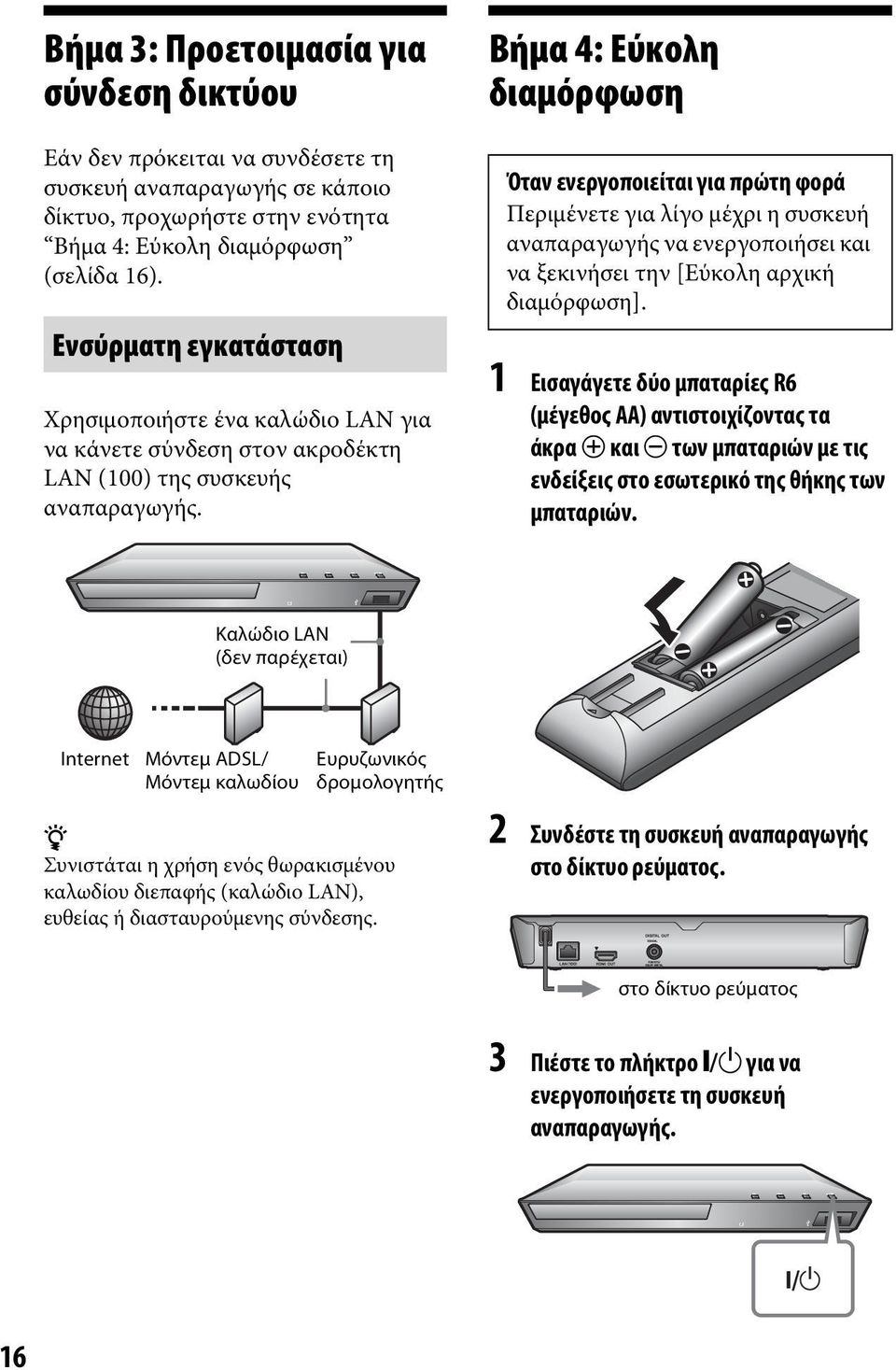 Βήμα 4: Εύκολη διαμόρφωση Όταν ενεργοποιείται για πρώτη φορά Περιμένετε για λίγο μέχρι η συσκευή αναπαραγωγής να ενεργοποιήσει και να ξεκινήσει την [Εύκολη αρχική διαμόρφωση].