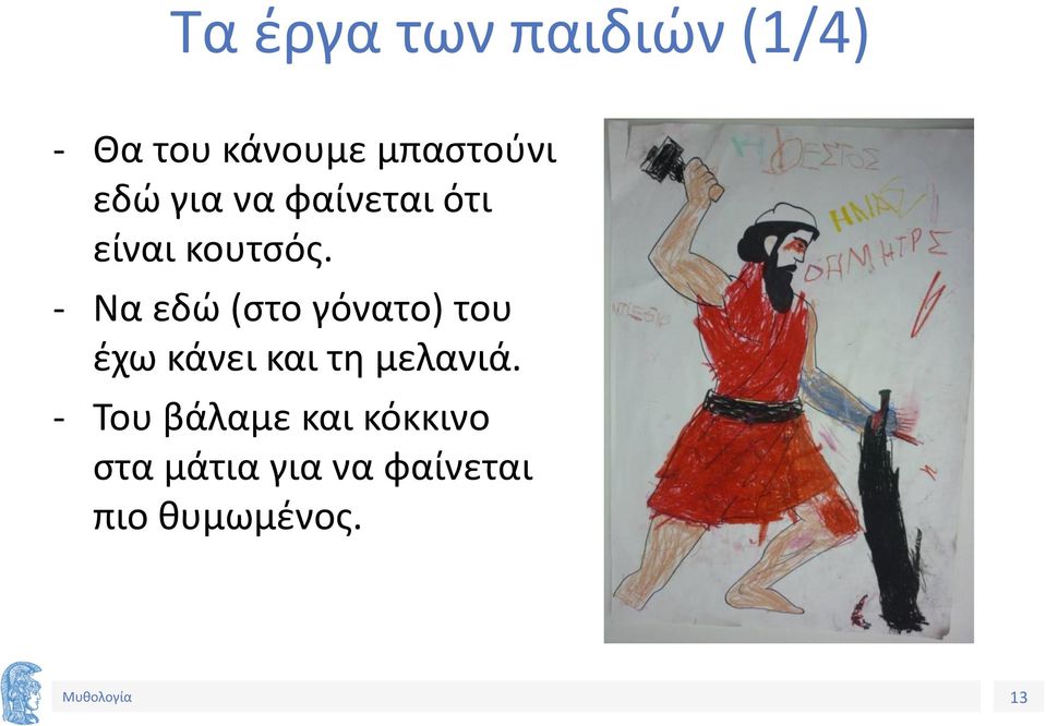 Να εδώ (στο γόνατο) του έχω κάνει και τη μελανιά.