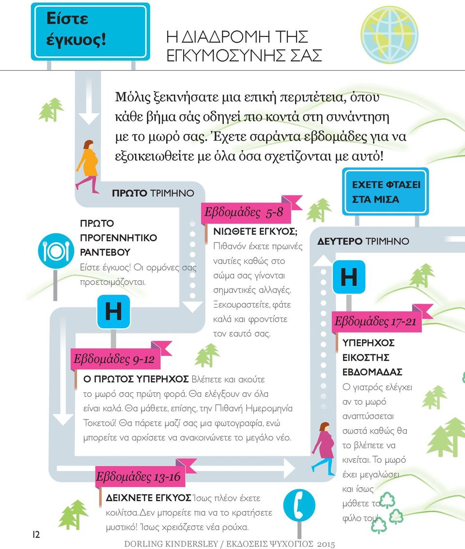 H Εβδομάδες 9-12 Εβδομάδες 13-16 Εβδομάδες 5-8 ΝΙΩΘΕΤΕ ΕΓΚΥΟΣ; Πιθανόν έχετε πρωινές ναυτίες καθώς στο σώμα σας γίνονται σημαντικές αλλαγές. Ξεκουραστείτε, φάτε καλά και φροντίστε τον εαυτό σας.