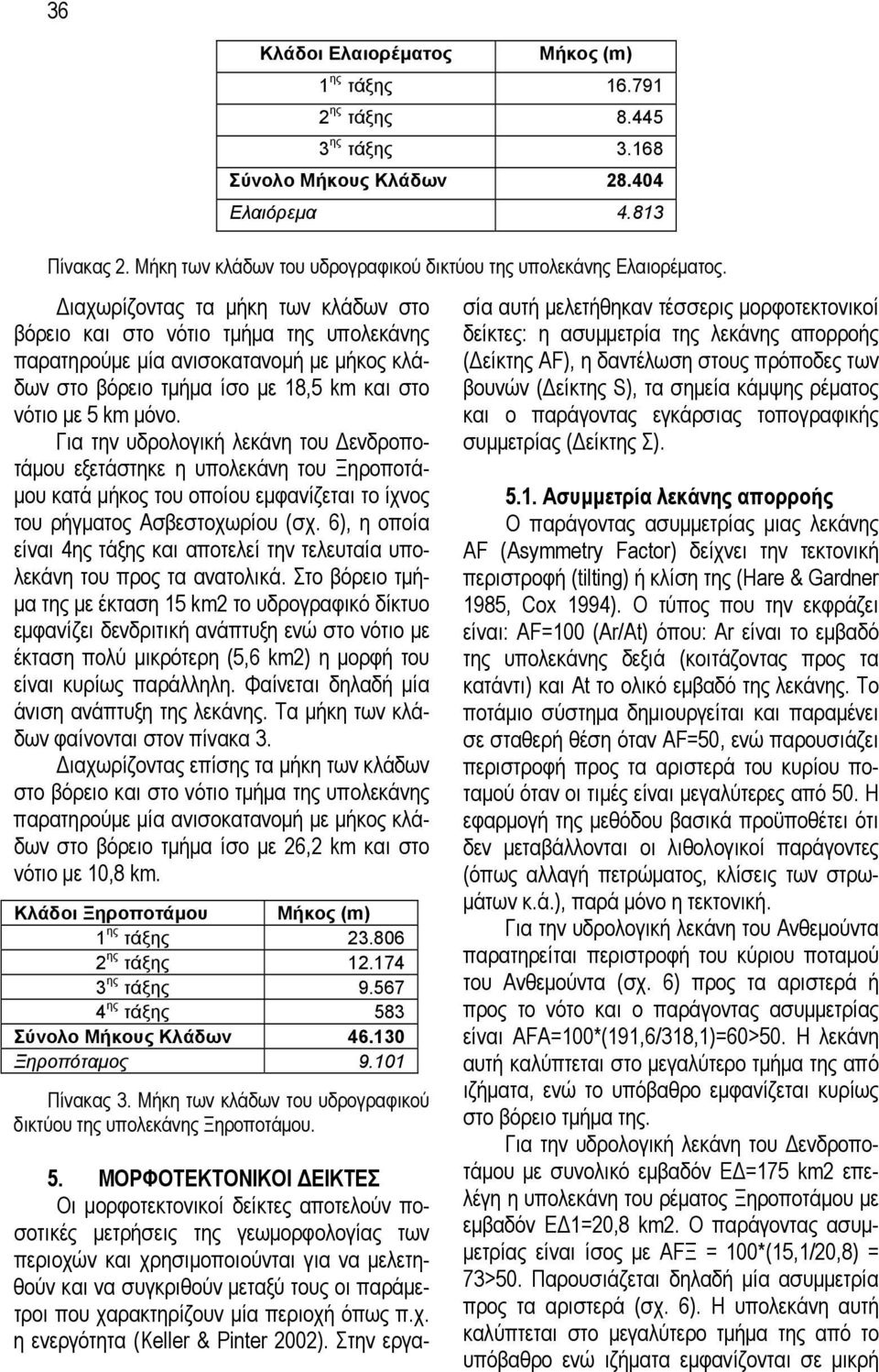 Για την υδρολογική λεκάνη του ενδροποτάµου εξετάστηκε η υπολεκάνη του Ξηροποτά- µου κατά µήκος του οποίου εµφανίζεται το ίχνος του ρήγµατος Ασβεστοχωρίου (σχ.