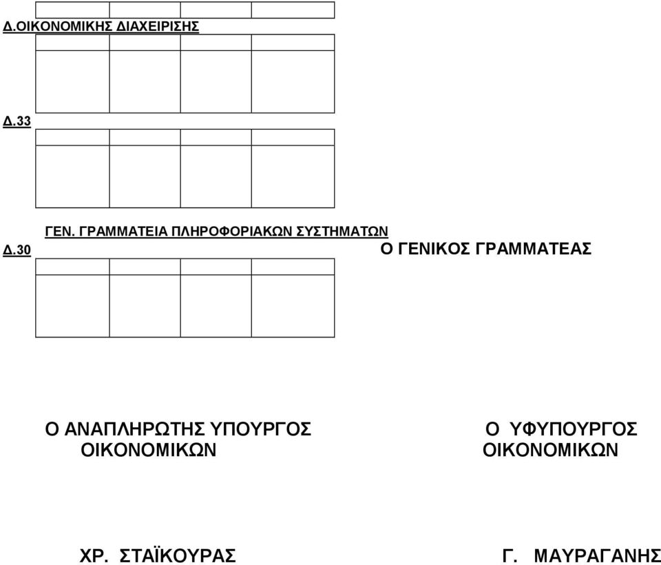 30 Ο ΓΕΝΙΚΟΣ ΓΡΑΜΜΑΤΕΑΣ Ο ΑΝΑΠΛΗΡΩΤΗΣ ΥΠΟΥΡΓΟΣ