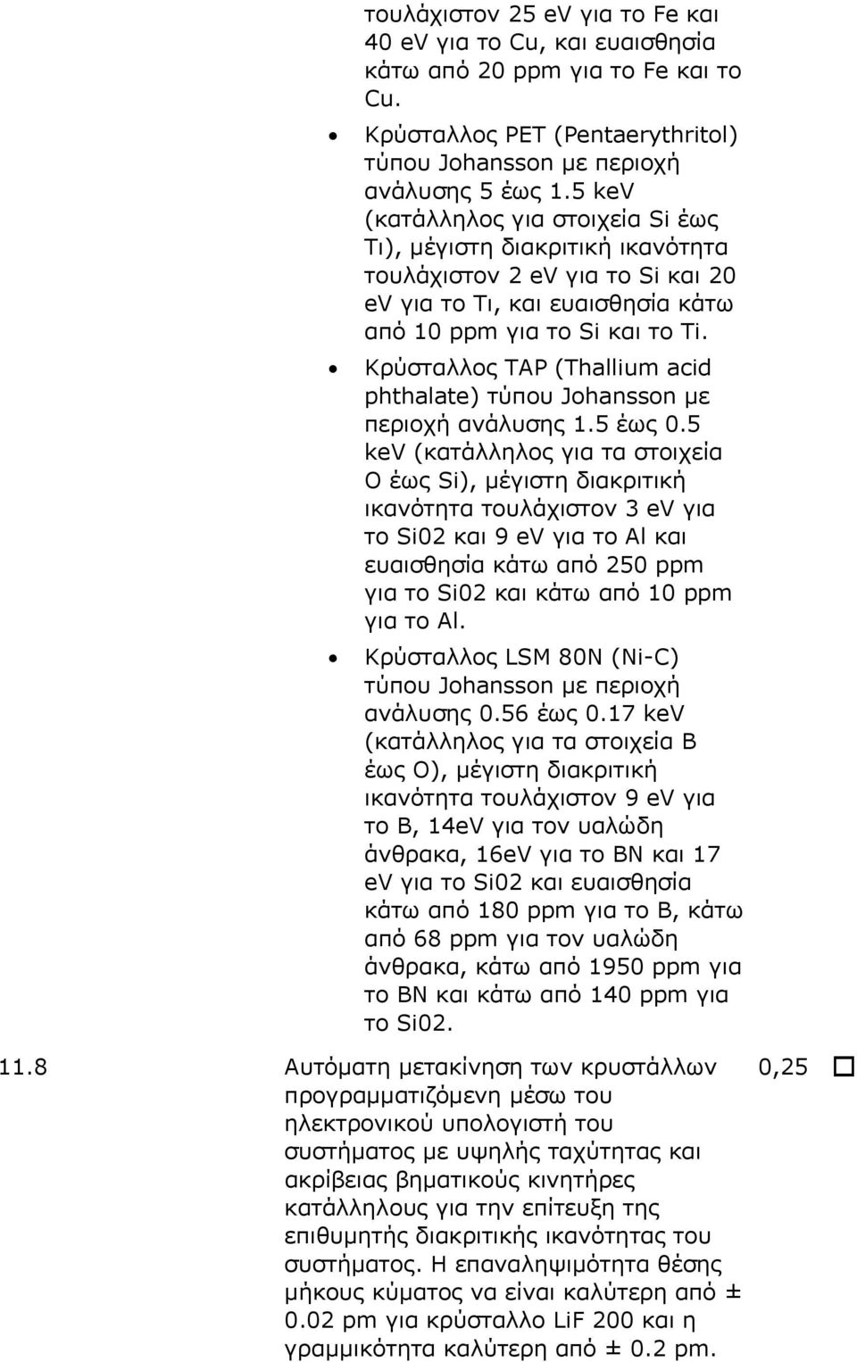 Κρύσταλλος TAP (Thallium acid phthalate) τύπου Johansson µε περιοχή ανάλυσης 1.5 έως 0.