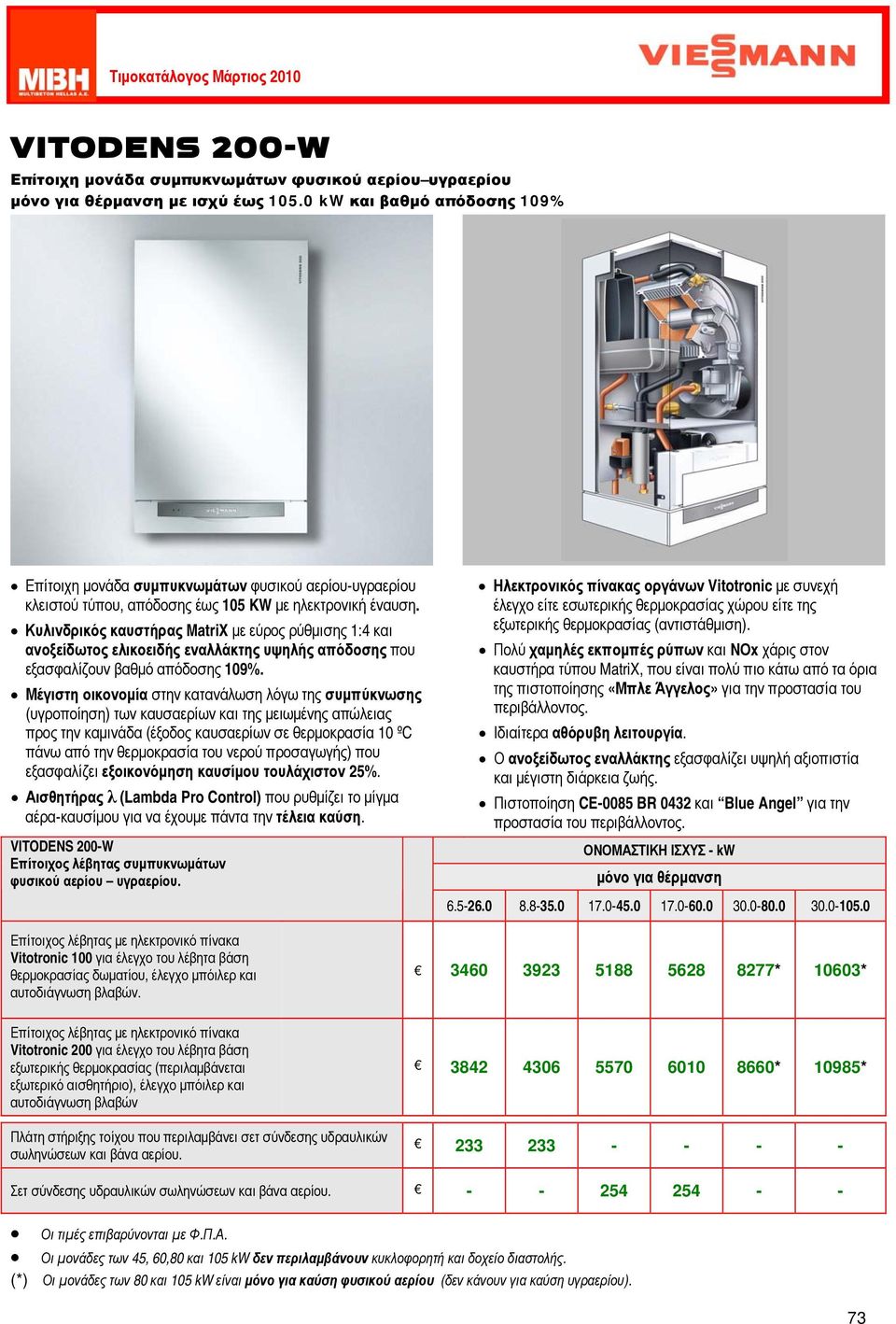 Κυλινδρικός καυστήρας MatriX με εύρος ρύθμισης 1:4 και ανοξείδωτος ελικοειδής εναλλάκτης υψηλής απόδοσης που εξασφαλίζουν βαθμό απόδοσης 109%.