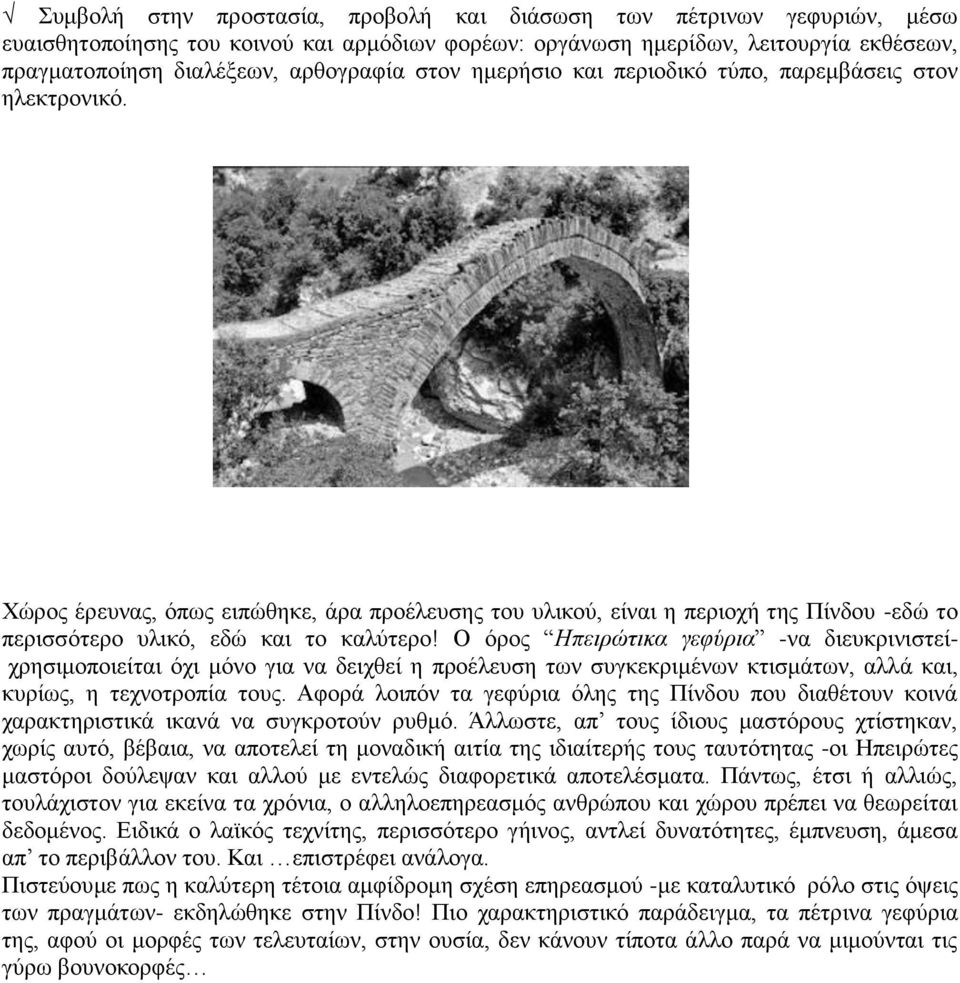 Ο όρος Ηπειρώτικα γεφύρια -να διευκρινιστείχρησιμοποιείται όχι μόνο για να δειχθεί η προέλευση των συγκεκριμένων κτισμάτων, αλλά και, κυρίως, η τεχνοτροπία τους.