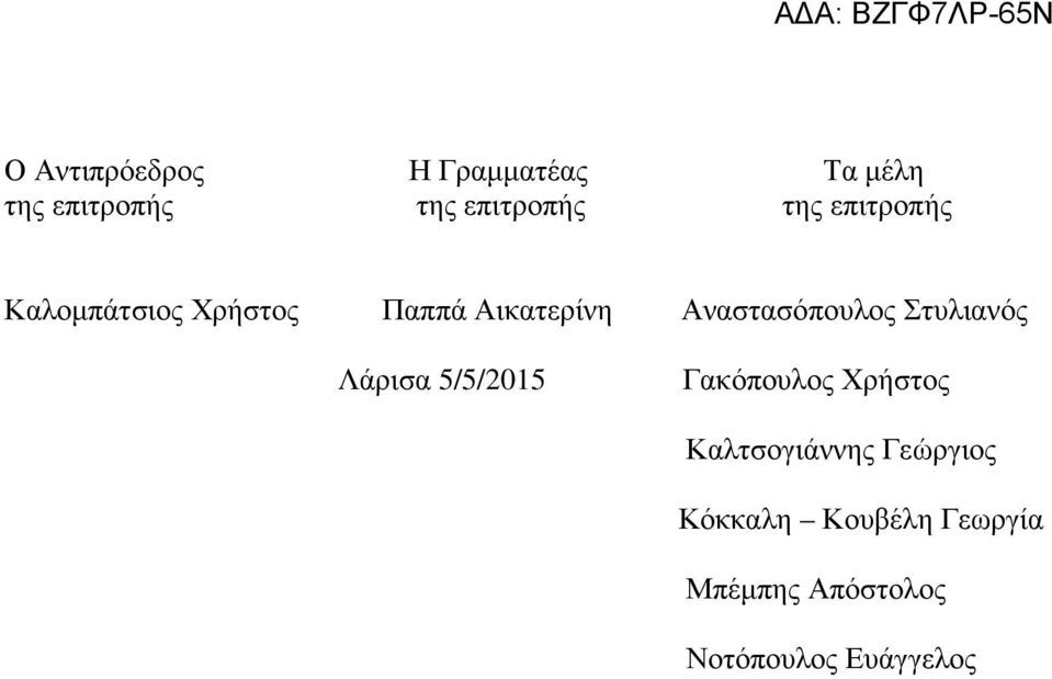 Αναστασόπουλος Στυλιανός Λάρισα 5/5/2015 Γακόπουλος Χρήστος