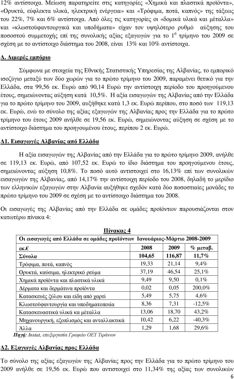 τρίµηνο του 2009 σε σχέση µε το αντίστοιχο διάστηµα του 2008, είναι 13% και 10% αντίστοιχα.