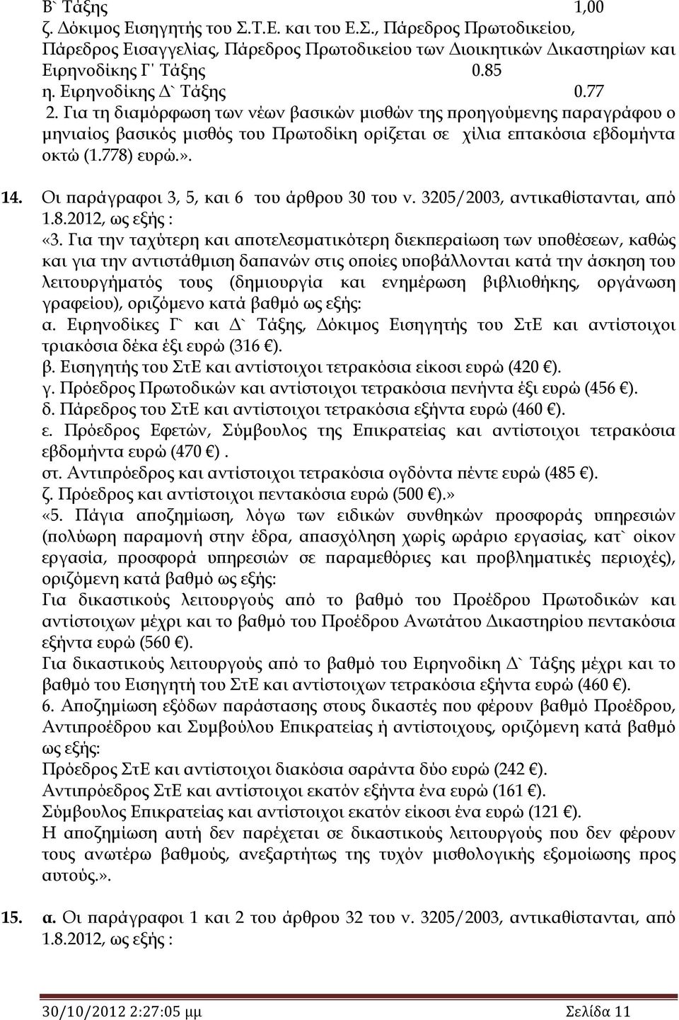 14. Οι παράγραφοι 3, 5, και 6 του άρθρου 30 του ν. 3205/2003, αντικαθίστανται, από 1.8.2012, ως εξής : «3.