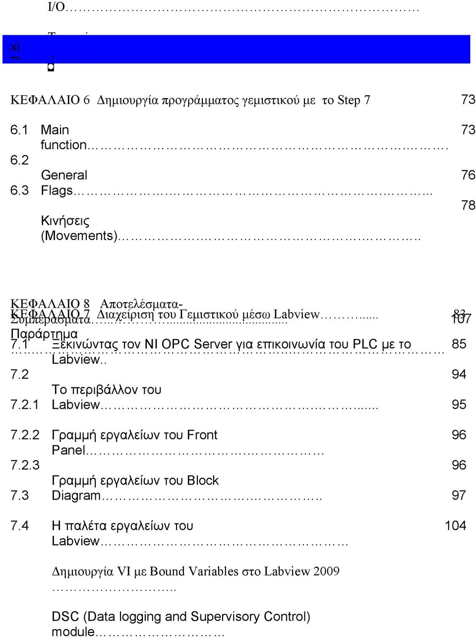 7 83 Παράρτημα 7.1.... Ξεκινώντας τον NI OPC Server για επικοινωνία του PLC με το 85 Labview.. 7.2 94 Το περιβάλλον του 7.2.1 Labview.... 95 7.2.2 7.2.3 7.