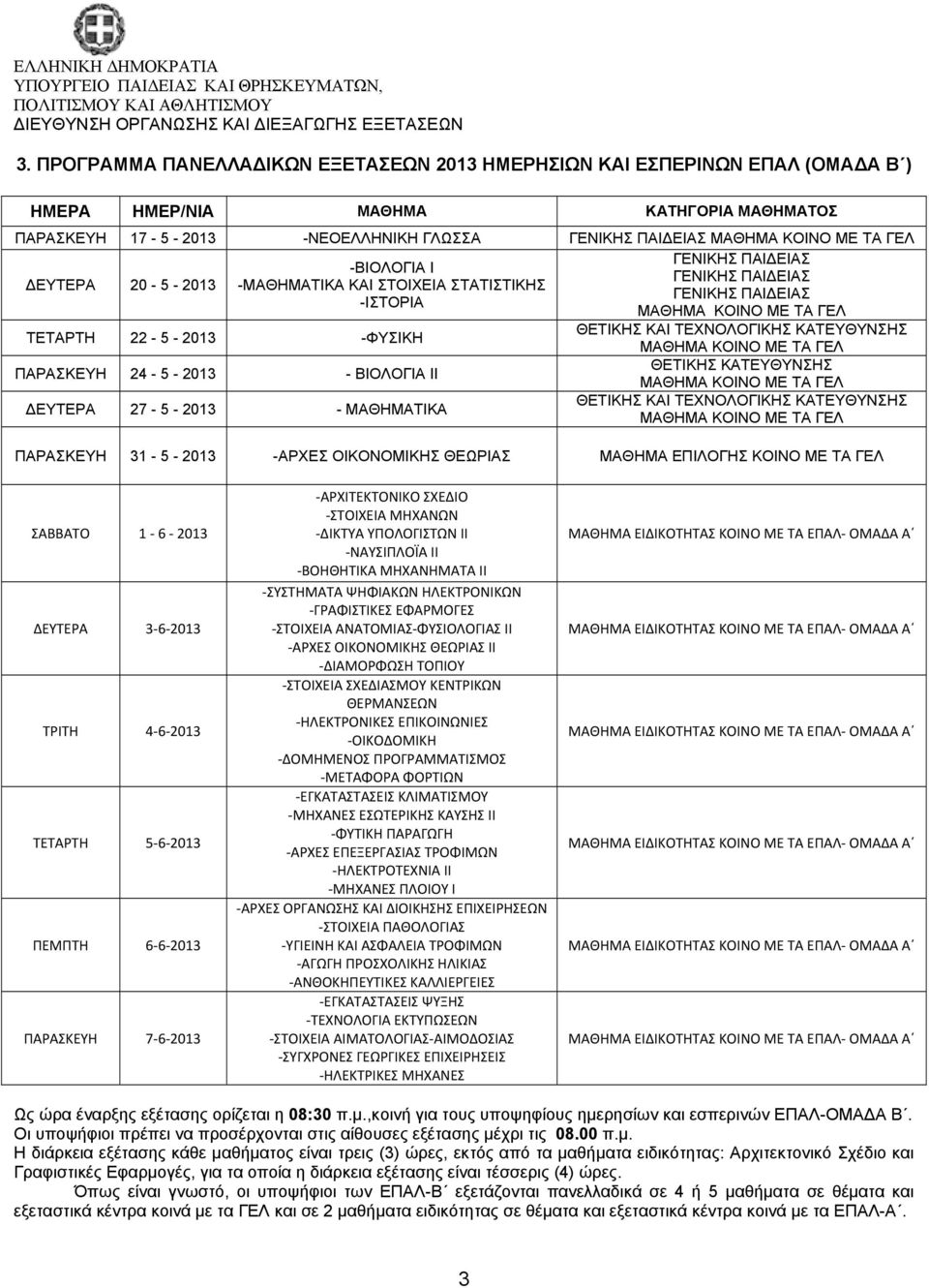 ΣΑΒΒΑΤΟ 1 6 2013 ΔΕΥΤΕΡΑ 3 6 2013 ΤΡΙΤΗ 4 6 2013 ΤΕΤΑΡΤΗ 5 6 2013 ΠΕΜΠΤΗ 6 6 2013 ΠΑΡΑΣΚΕΥΗ 7 6 2013 ΑΡΧΙΤΕΚΤΟΝΙΚΟ ΣΧΕΔΙΟ ΣΤΟΙΧΕΙΑ ΜΗΧΑΝΩΝ ΔΙΚΤΥΑ ΥΠΟΛΟΓΙΣΤΩΝ ΙΙ ΝΑΥΣΙΠΛΟΪΑ ΙΙ ΒΟΗΘΗΤΙΚΑ ΜΗΧΑΝΗΜΑΤΑ ΙΙ