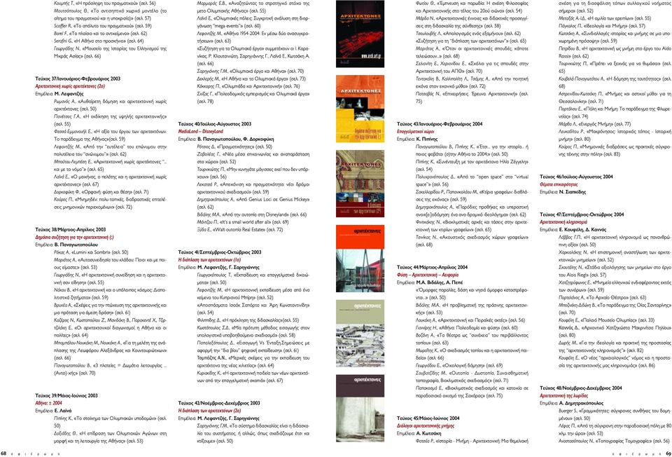 , «Μουσείο της Ιστορίας του Ελληνισµού της Μικράς Ασίας» (σελ. 66) Τεύχος 37/Ιανουάριος-Φεβρουάριος 2003 Ú ÈÙÂÎÙÔÓÈÎ ˆÚ Ú ÈÙ ÎÙÔÓÂ (2Ô) Επιµέλεια: Μ. Λεφαντζής Ρωµανός Α.