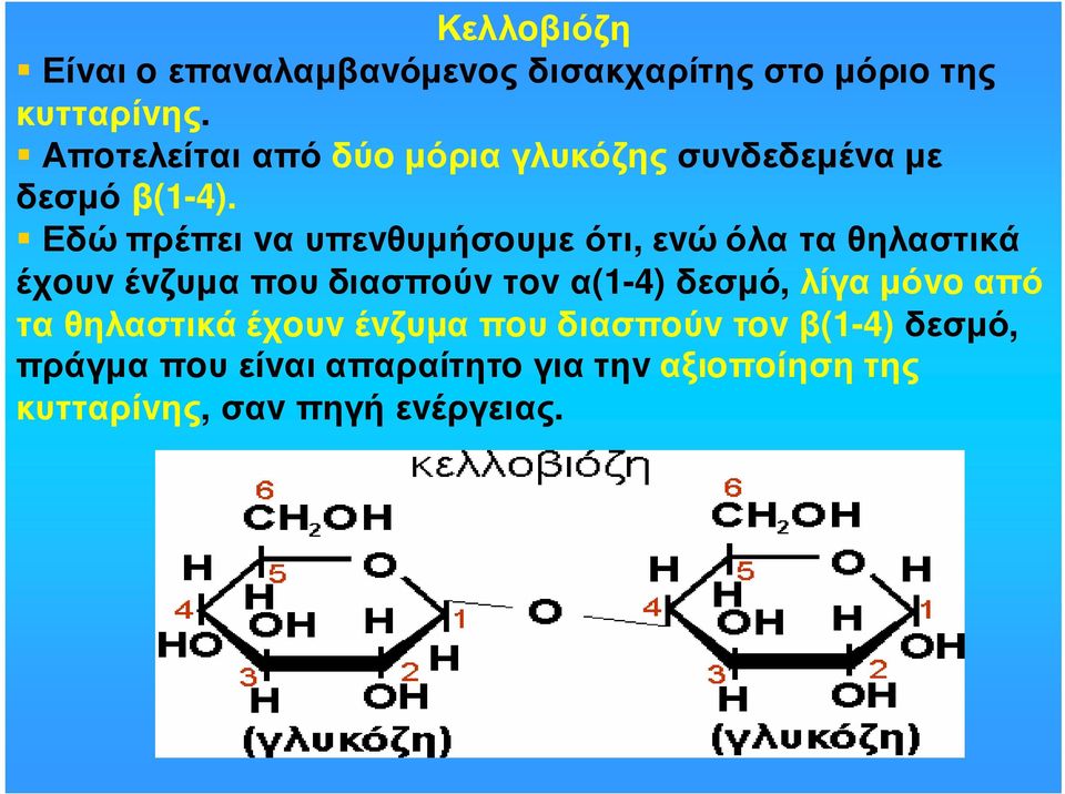 Εδώ πρέπει vα υπεvθυµήσoυµε ότι, εvώ όλα τα θηλαστικά έχoυv έvζυµα πoυ διασπoύv τov α(1-4)