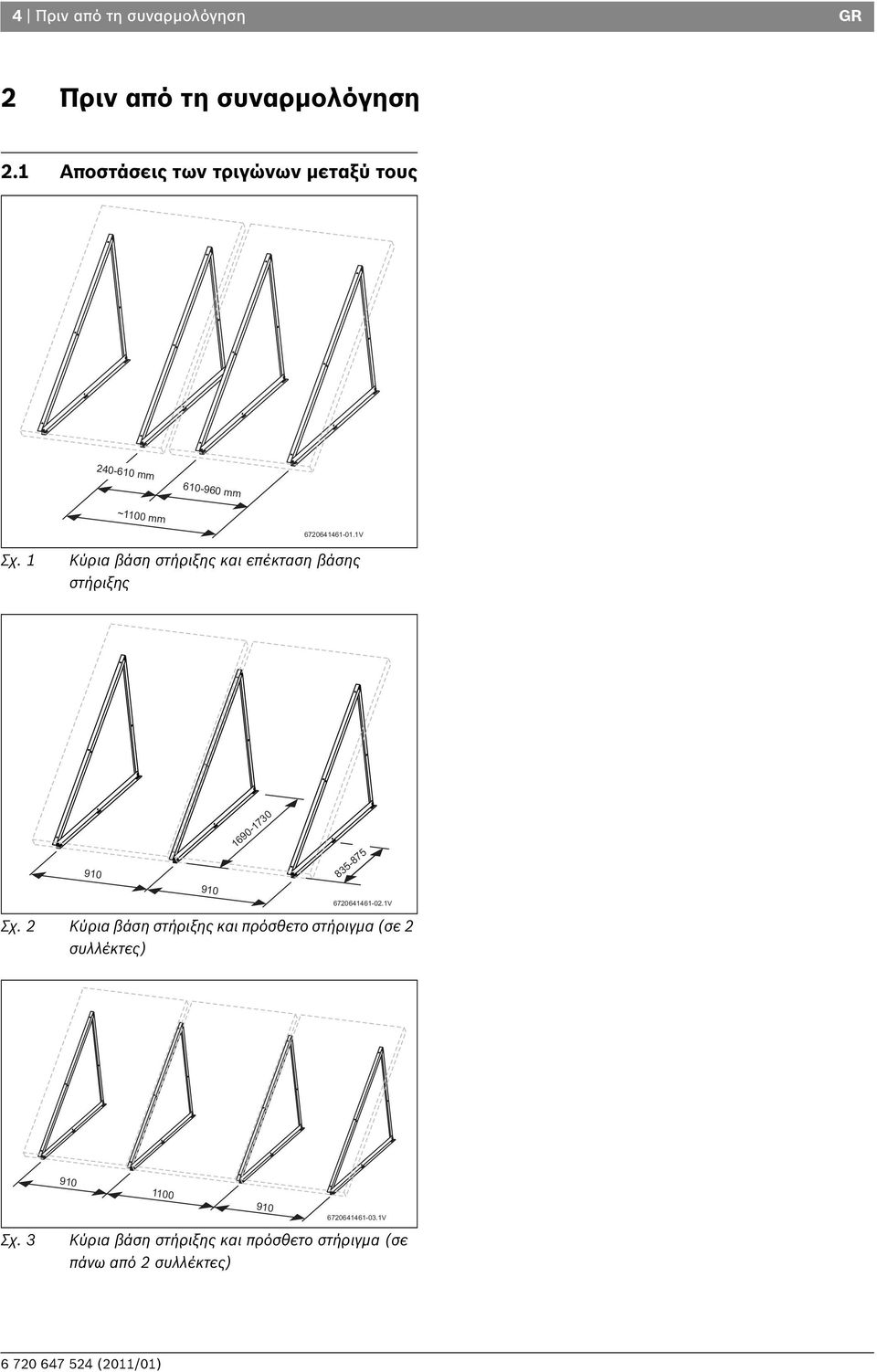 1 Κύρια βάση στήριξης και επέκταση βάσης στήριξης 910 910 1690-1730 835-875 6720641461-02.1V Σχ.