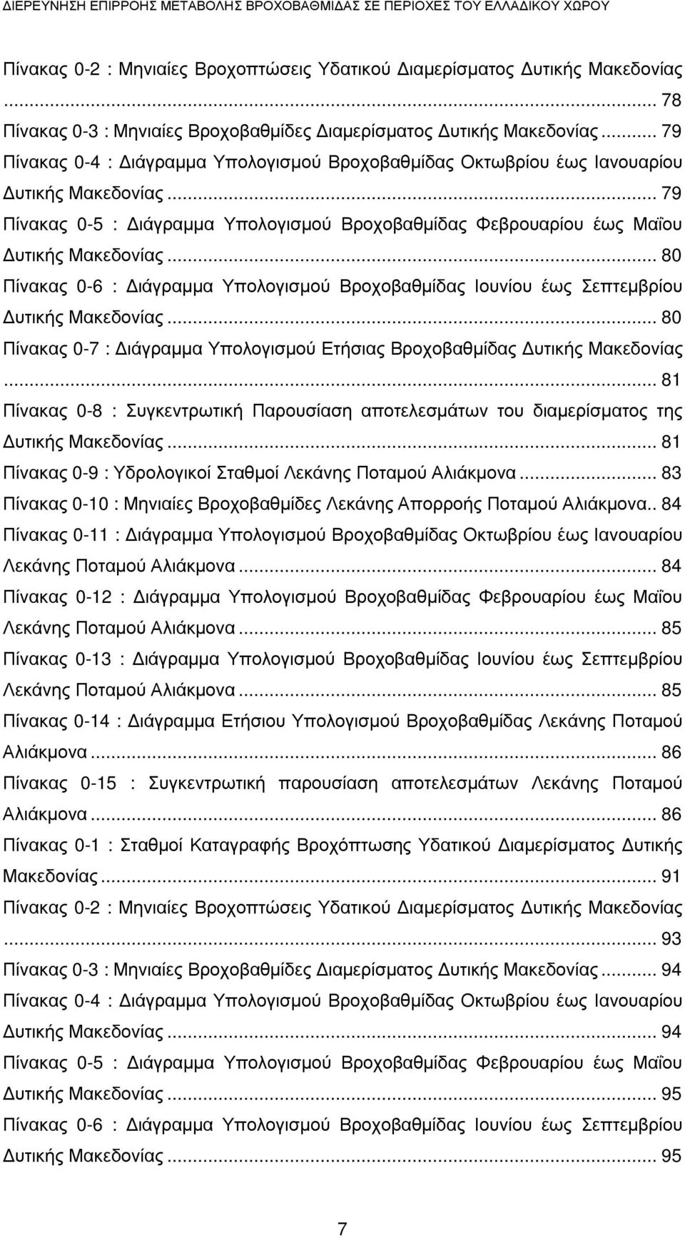 .. 79 Πίνακας 0-5 : ιάγραµµα Υπολογισµού Βροχοβαθµίδας Φεβρουαρίου έως Μαΐου υτικής Μακεδονίας... 80 Πίνακας 0-6 : ιάγραµµα Υπολογισµού Βροχοβαθµίδας Ιουνίου έως Σεπτεµβρίου υτικής Μακεδονίας.