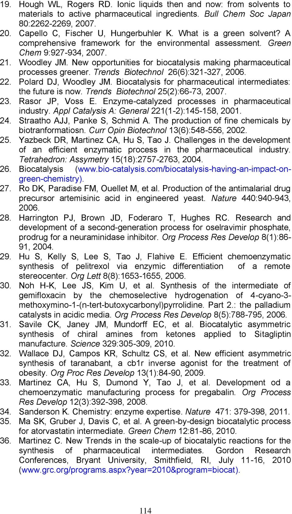 New opportunities for biocatalysis making pharmaceutical processes greener. Trends Biotechnol 26(6):321-327, 2006. 22. Polard DJ, Woodley JM.