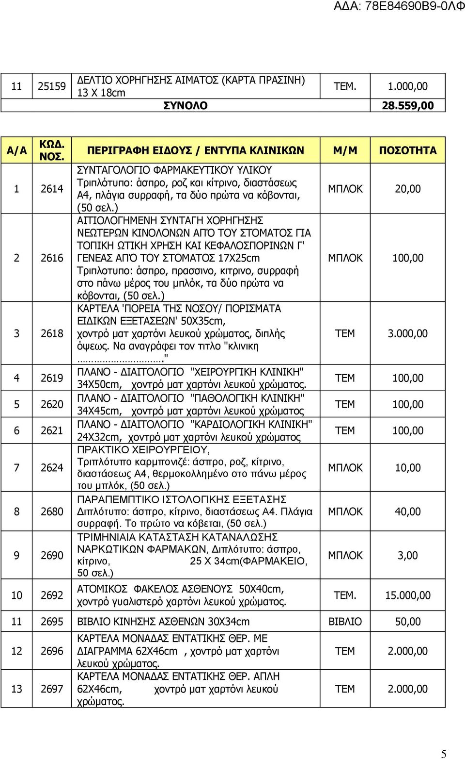 διαστάσεως Α4, πλάγια συρραφή, τα δύο πρώτα να κόβονται, (50 σελ.