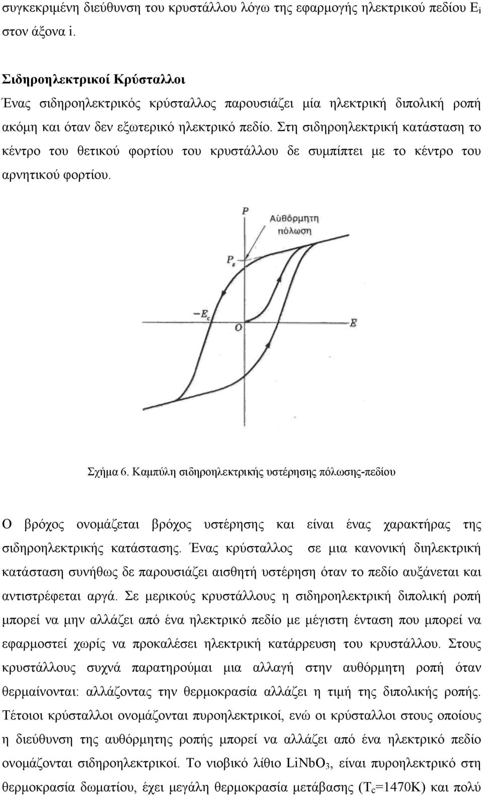 Στη σιδηροηλεκτρική κατάσταση το κέντρο του θετικού φορτίου του κρυστάλλου δε συμπίπτει με το κέντρο του αρνητικού φορτίου. Σχήμα 6.