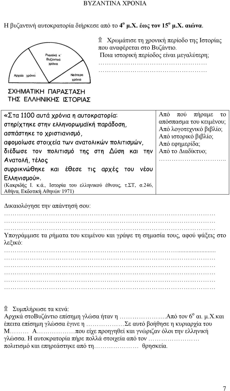 τον πολιτισμό της στη Δύση και την Ανατολή, τέλος συρρικνώθηκε και έθεσε τις αρχές του νέου Ελληνισμού». (Κακριδής Ι. κ.ά., Ιστορία του ελληνικού έθνους, τ.στ, σ.