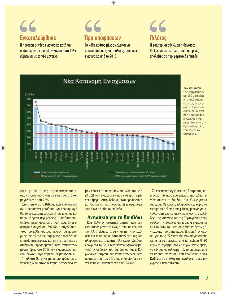 νέας κατανομής των άμεσων ενισχύσεων έχει ήδη παρουσιάσει η Κομιισόν και μελετάται από την Ομάδα Εργασίας του ελληνικού υπουργείου.