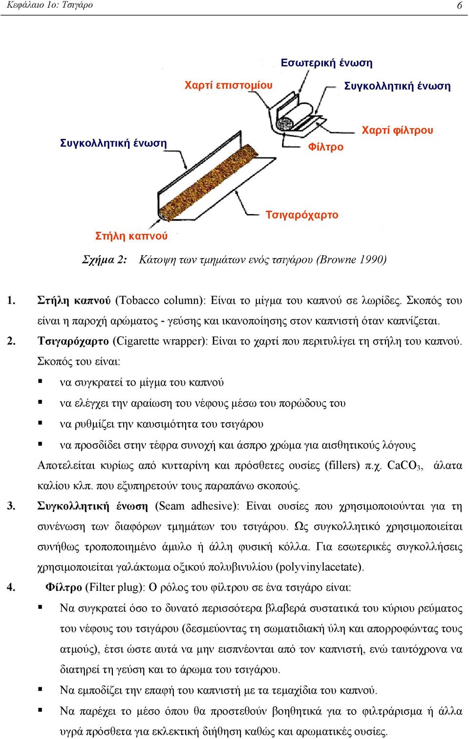 Τσιγαρόχαρτο (Cigarette wrapper): Είναι το χαρτί που περιτυλίγει τη στήλη του καπνού.