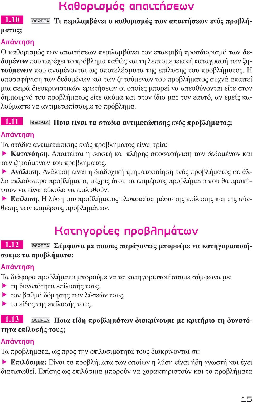 καταγραφή των ζητούμενων που αναμένονται ως αποτελέσματα της επίλυσης του προβλήματος.