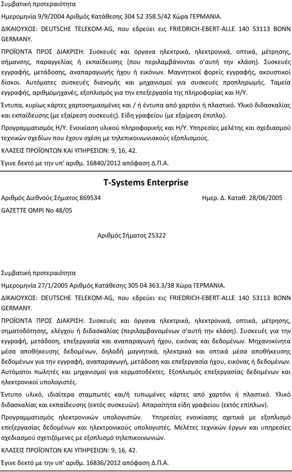 εκπαίδευσης (που περιλαμβάνονται σ αυτή την κλάση). Συσκευές εγγραφής, μετάδοσης, αναπαραγωγής ήχου ή εικόνων. Μαγνητικοί φορείς εγγραφής, ακουστικοί δίσκοι.