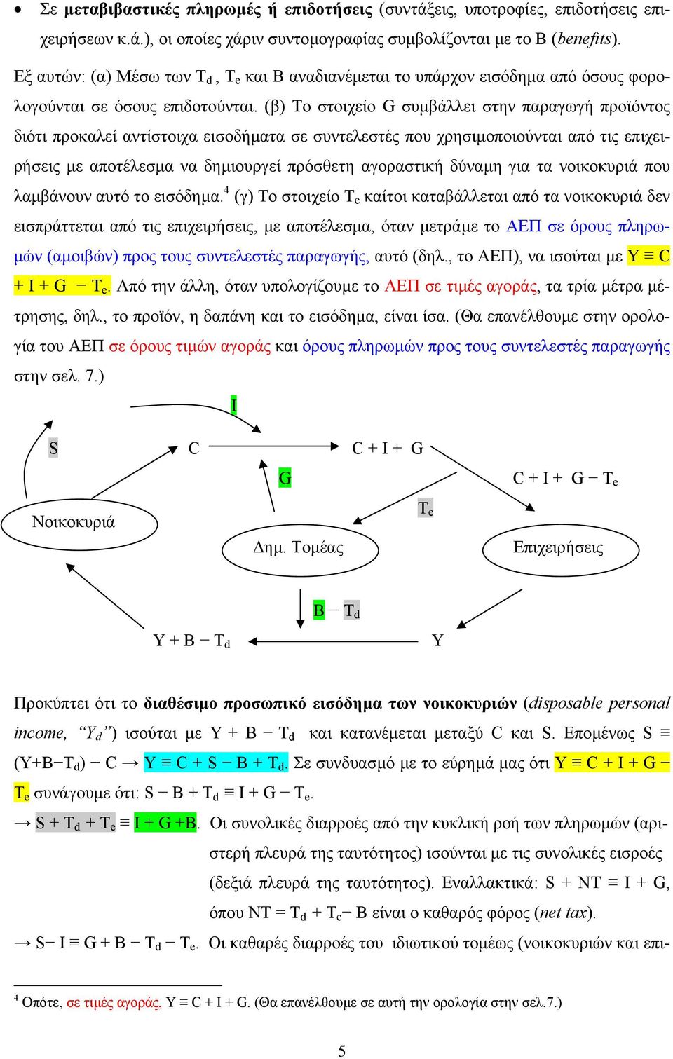 (β) Το στοιχείο G συµβάλλει στην παραγωγή προϊόντος διότι προκαλεί αντίστοιχα εισοδήµατα σε συντελεστές που χρησιµοποιούνται από τις επιχειρήσεις µε αποτέλεσµα να δηµιουργεί πρόσθετη αγοραστική