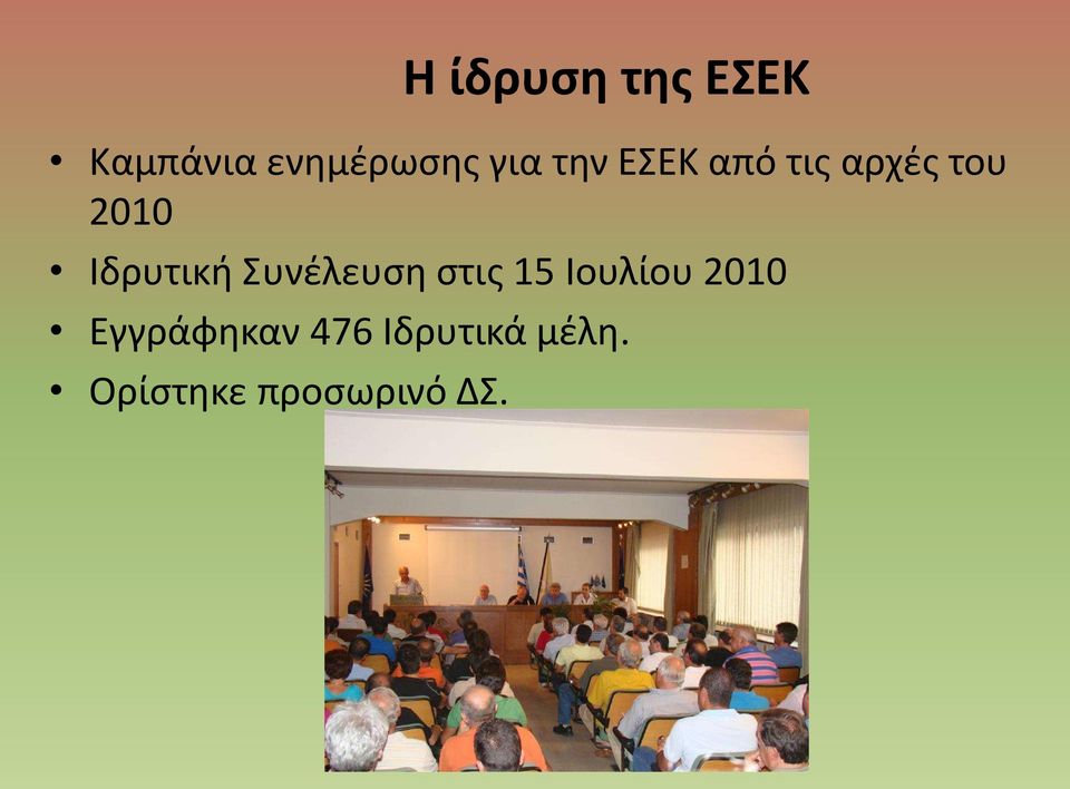 Συνέλευση στις 15 Ιουλίου 2010 Εγγράφηκαν