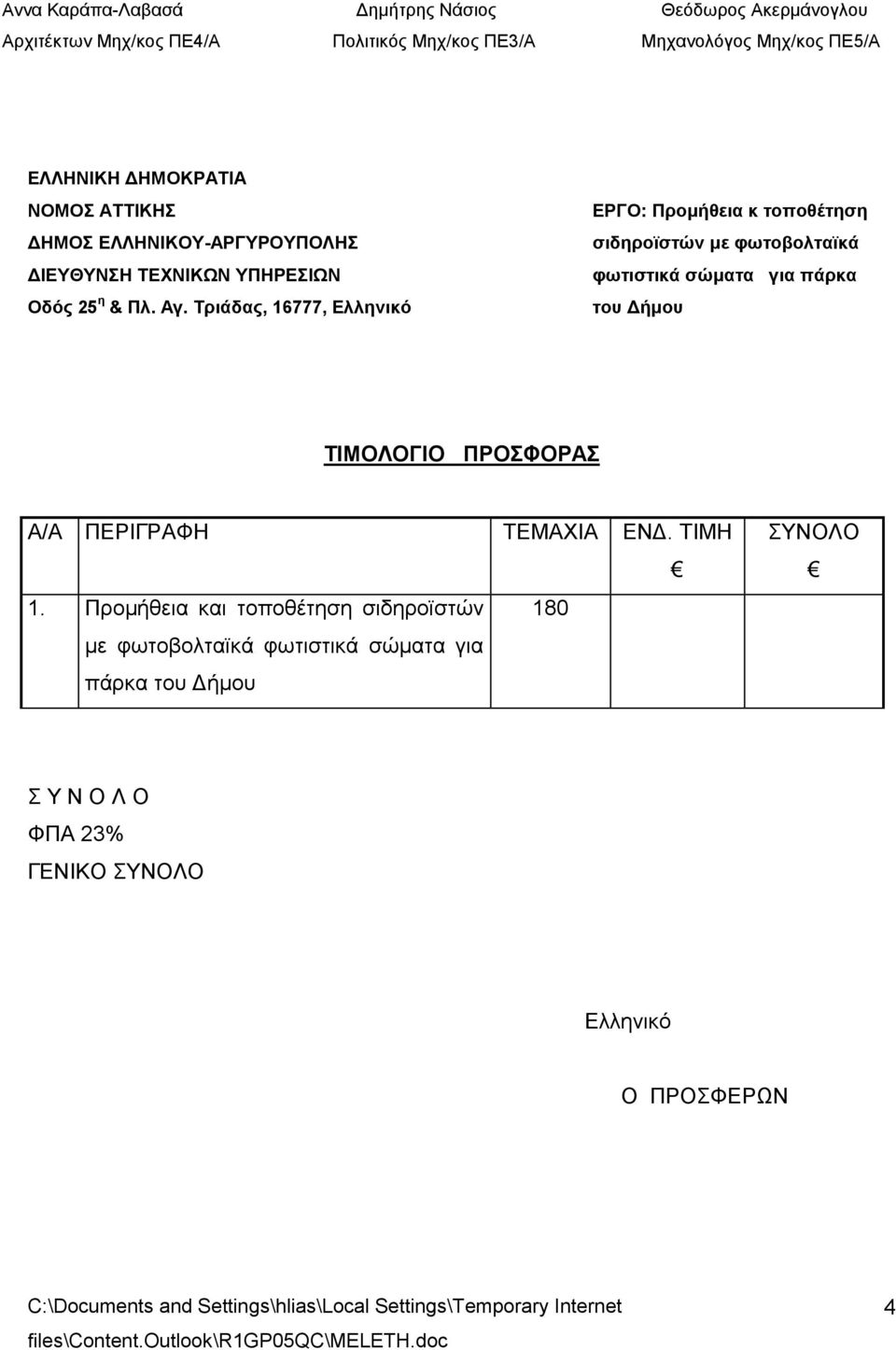 ΠΡΟΣΦΟΡΑΣ Α/Α ΠΕΡΙΓΡΑΦΗ ΤΕΜΑΧΙΑ ΕΝΔ. ΤΙΜΗ 1.
