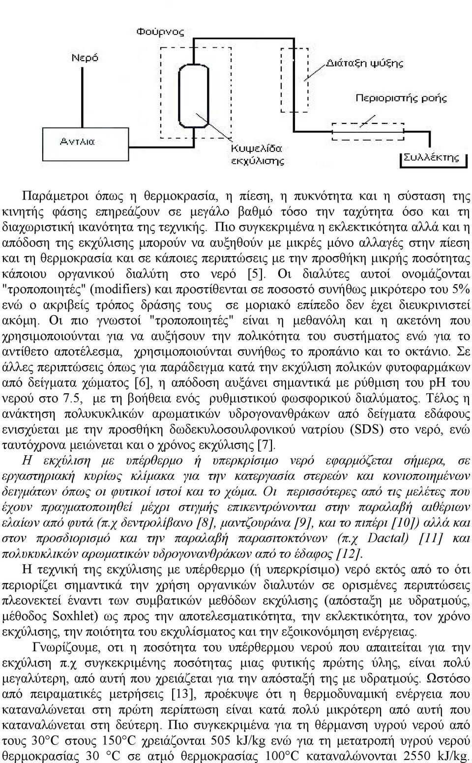 κάποιου οργανικού διαλύτη στο νερό [5].