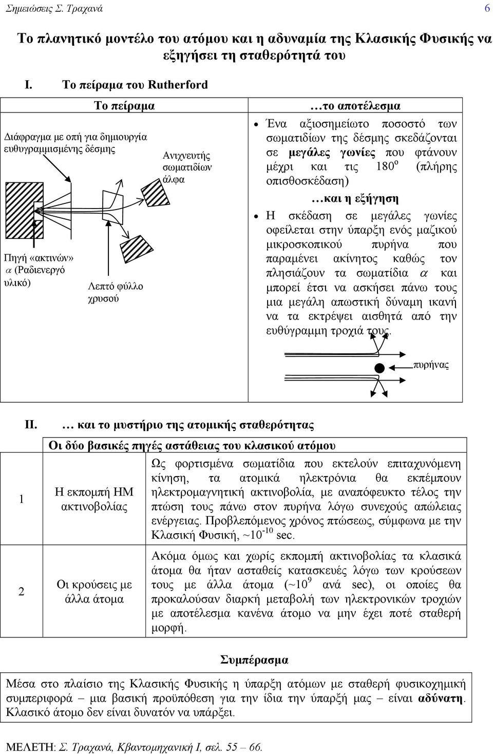 αξιοσημείωτο ποσοστό των σωματιδίων της δέσμης σκεδάζονται σε μεγάλες γωνίες που φτάνουν μέχρι και τις 8 ο (πλήρης οπισθοσκέδαση) και η εξήγηση Η σκέδαση σε μεγάλες γωνίες οφείλεται στην ύπαρξη ενός