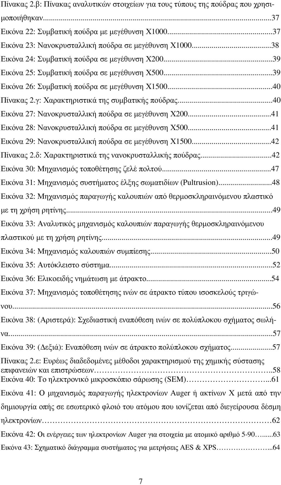..39 Εικόνα 26: Συµβατική πούδρα σε µεγέθυνση Χ1500...40 Πίνακας 2.γ: Χαρακτηριστικά της συµβατικής πούδρας...40 Εικόνα 27: Νανοκρυσταλλική πούδρα σε µεγέθυνση Χ200.