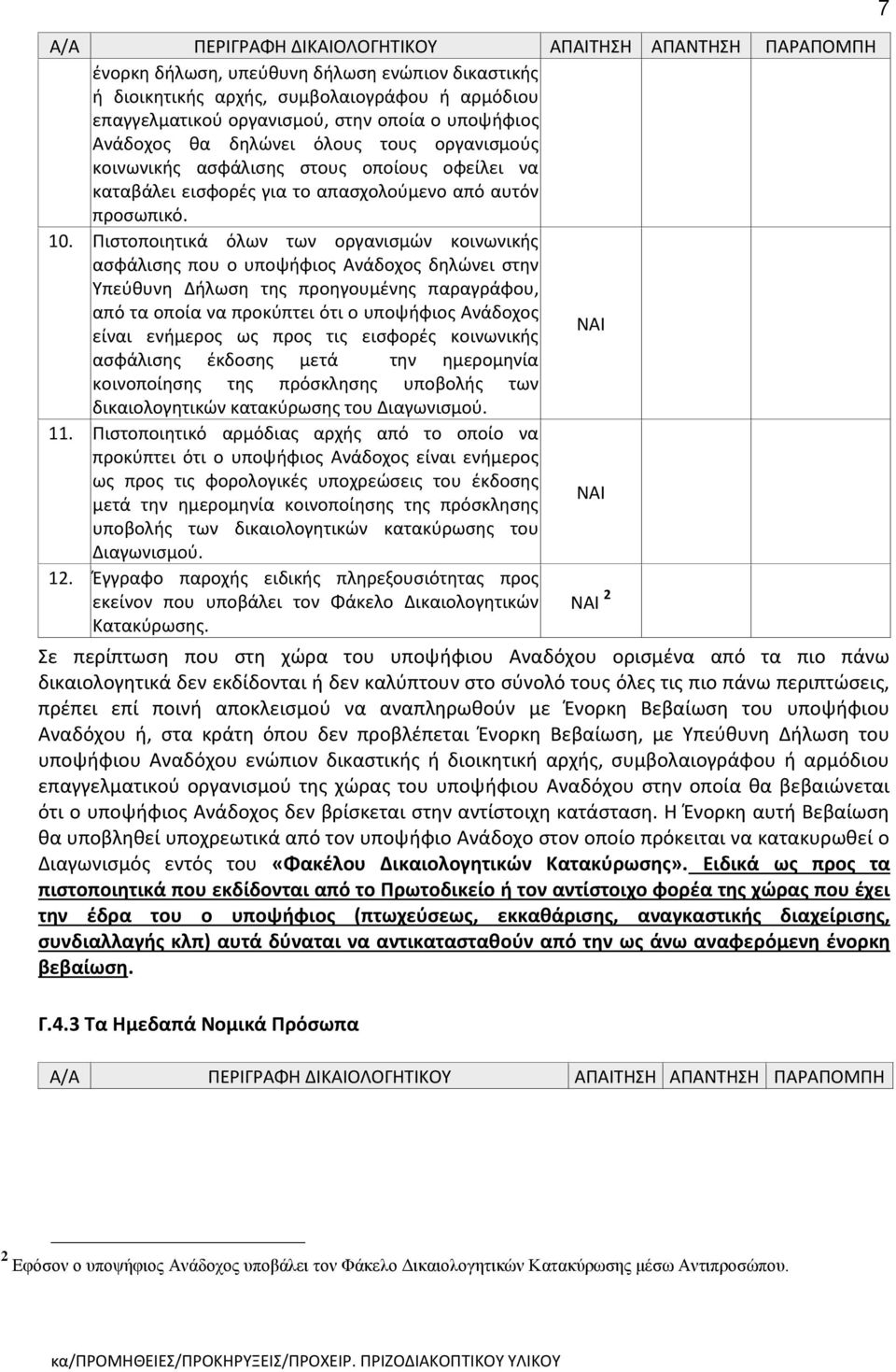 Πιστοποιητικά όλων των οργανισμών κοινωνικής ασφάλισης που ο υποψήφιος Ανάδοχος δηλώνει στην Υπεύθυνη Δήλωση της προηγουμένης παραγράφου, από τα οποία να προκύπτει ότι ο υποψήφιος Ανάδοχος είναι