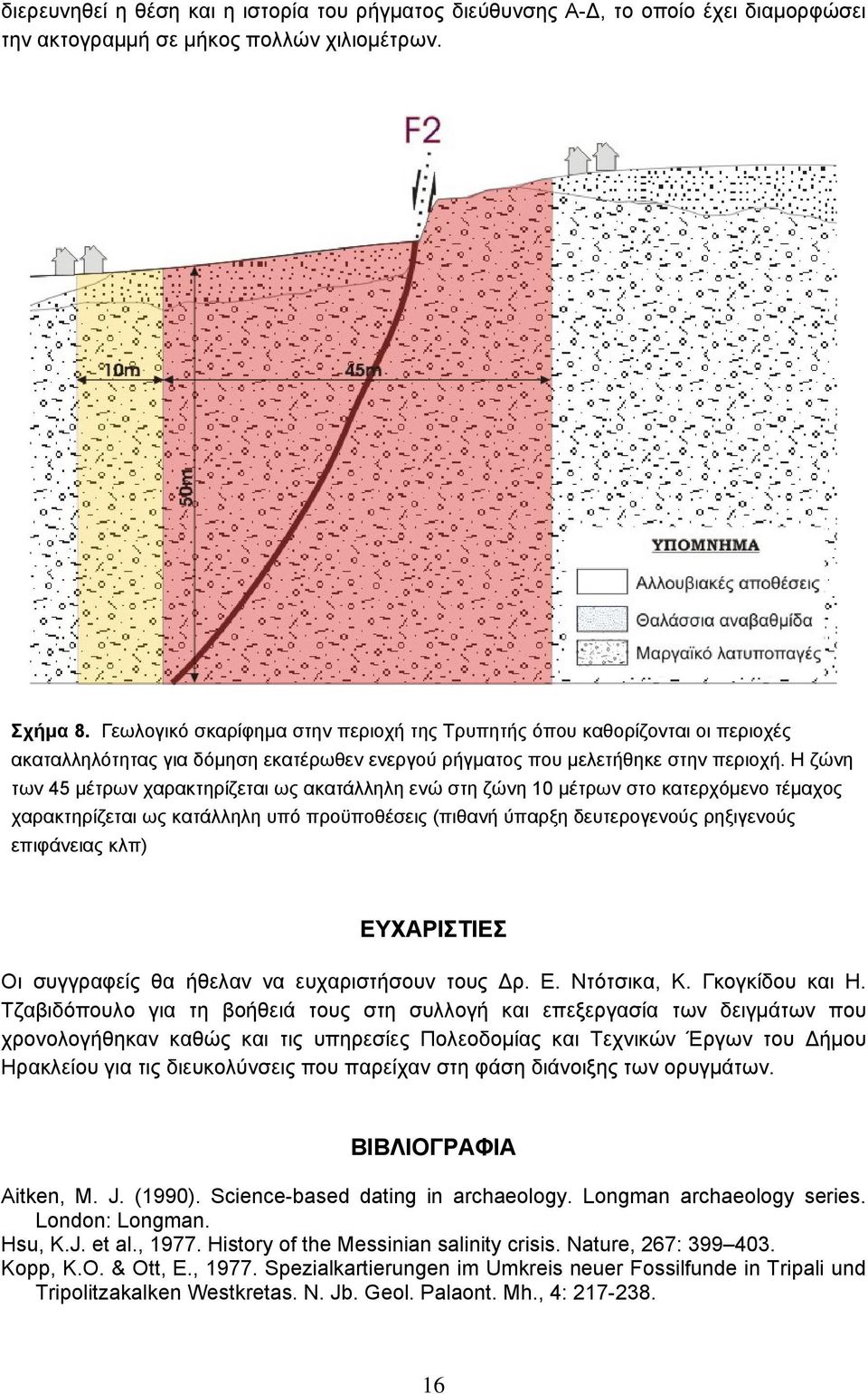 Η ζώνη των 45 μέτρων χαρακτηρίζεται ως ακατάλληλη ενώ στη ζώνη 10 μέτρων στο κατερχόμενο τέμαχος χαρακτηρίζεται ως κατάλληλη υπό προϋποθέσεις (πιθανή ύπαρξη δευτερογενούς ρηξιγενούς επιφάνειας κλπ)