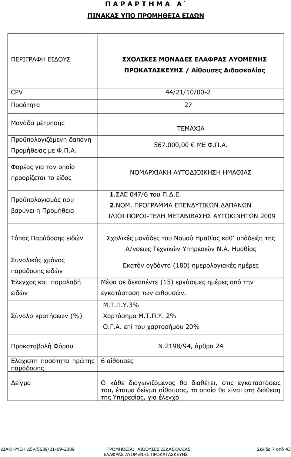 ΡΧΙΑΚΗ ΑΥΤΟΔΙΟΙΚΗΣΗ ΗΜΑΘΙΑΣ 1.ΣΑΕ 047/6 του Π.Δ.Ε. 2.ΝΟΜ.