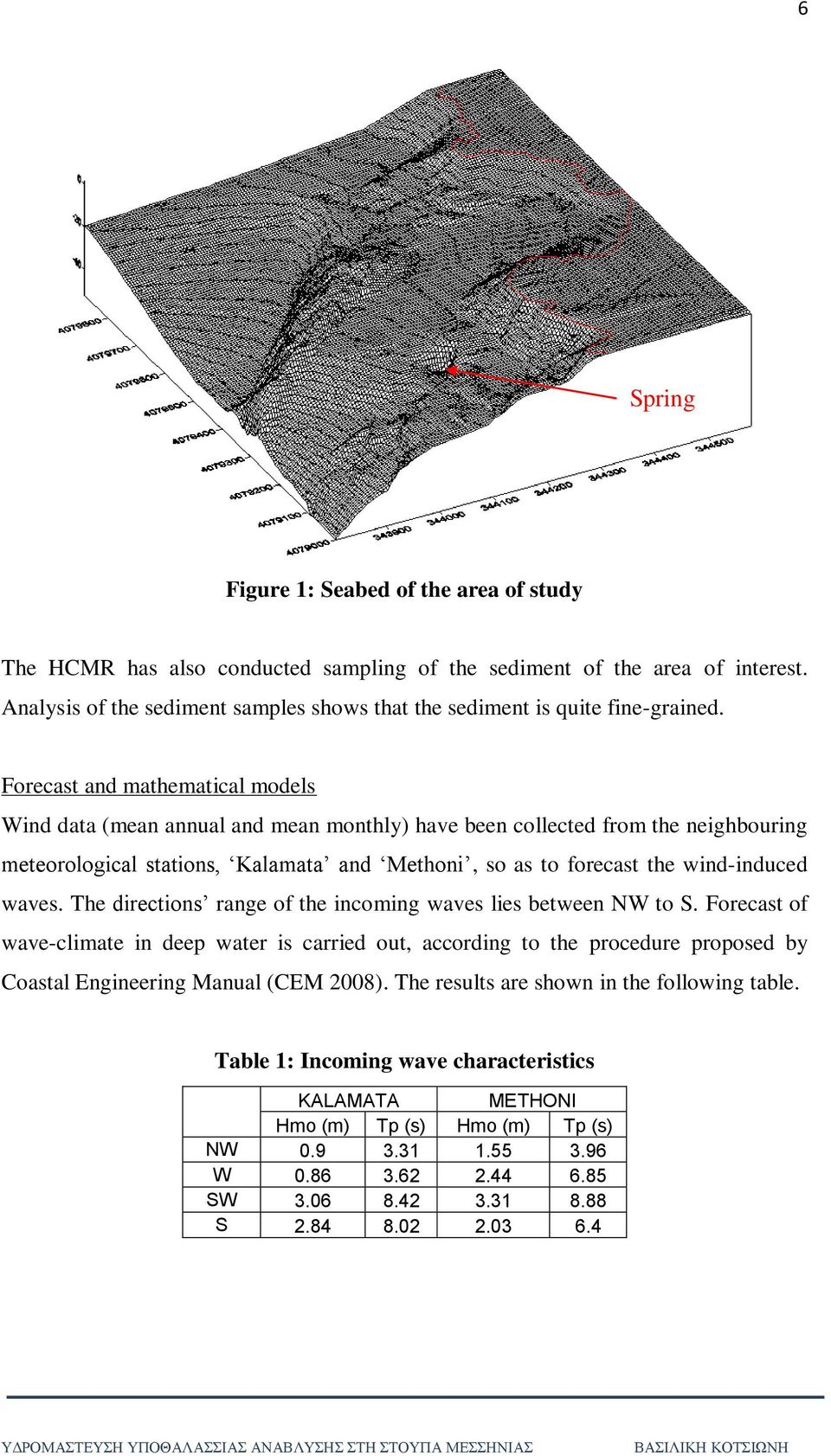 Forecast and mathematical models Wind data (mean annual and mean monthly) have been collected from the neighbouring meteorological stations, Kalamata and Methoni, so as to forecast the wind-induced